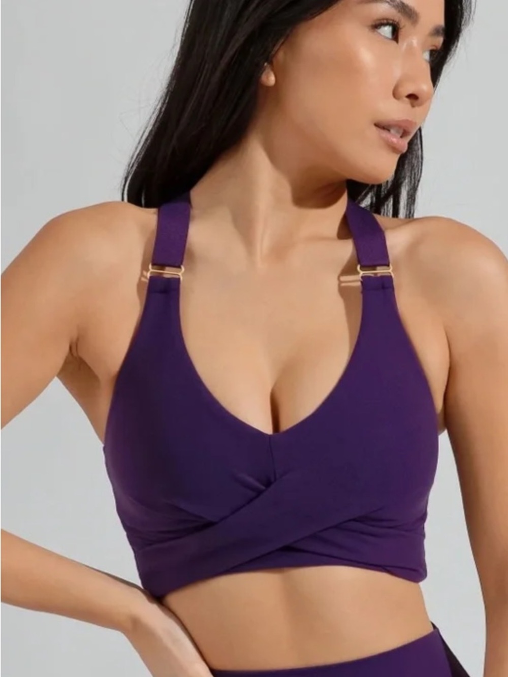 BuffBunny Candy Wrap-Front Sports Bralette with Gold Hardware